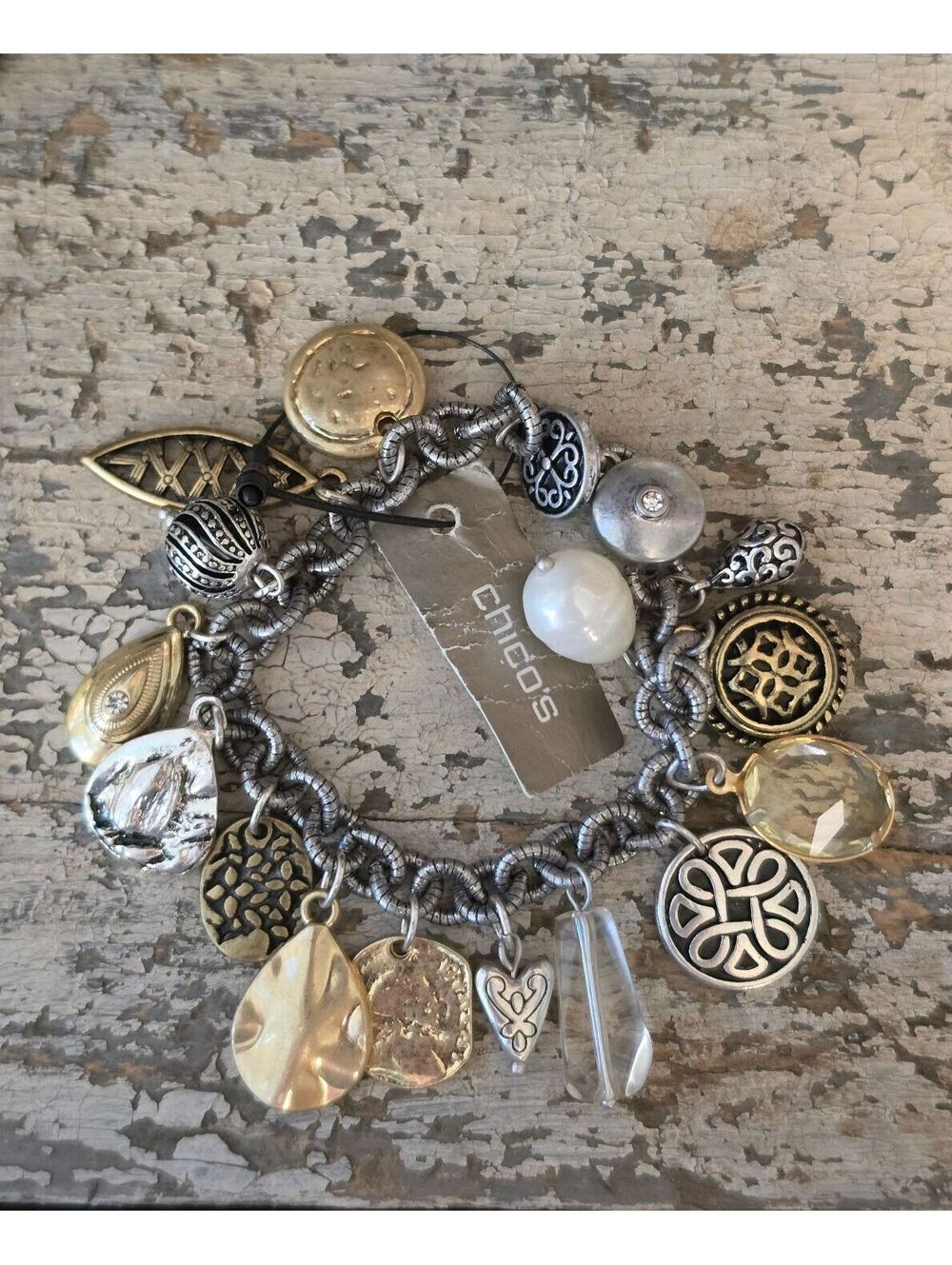 Chicos Multi-Charm Bracelet with Gold and Silver Tones